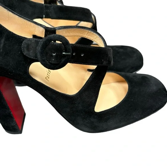 CHRISTIAN LOUBOUTIN SUEDE 100 MISS ELLEN CRISSCROSS PUMPS 40.5 - Picture 10 of 14
